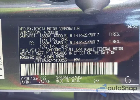 2023 Toyota 4Runner Trd Pro из США, поврежденный, VIN JTELU5JR2P6150853